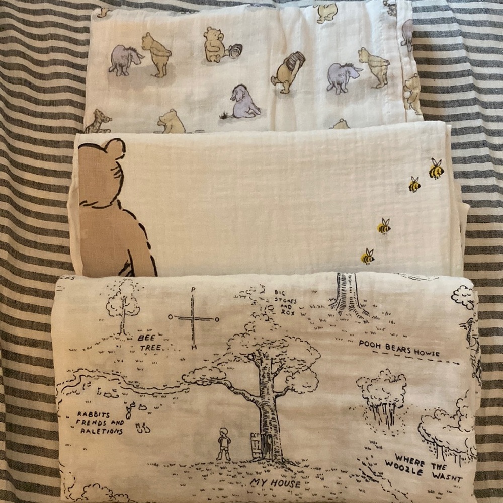 NEW Pottery Barn Winnie the Pooh swaddle blankets